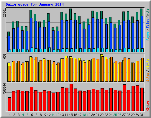 Daily usage for January 2014